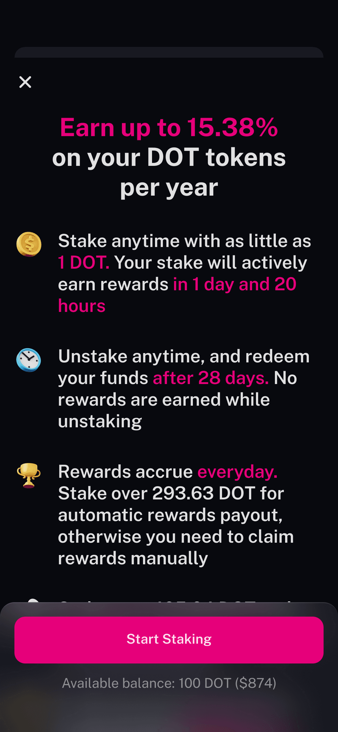 Start staking Polkadot