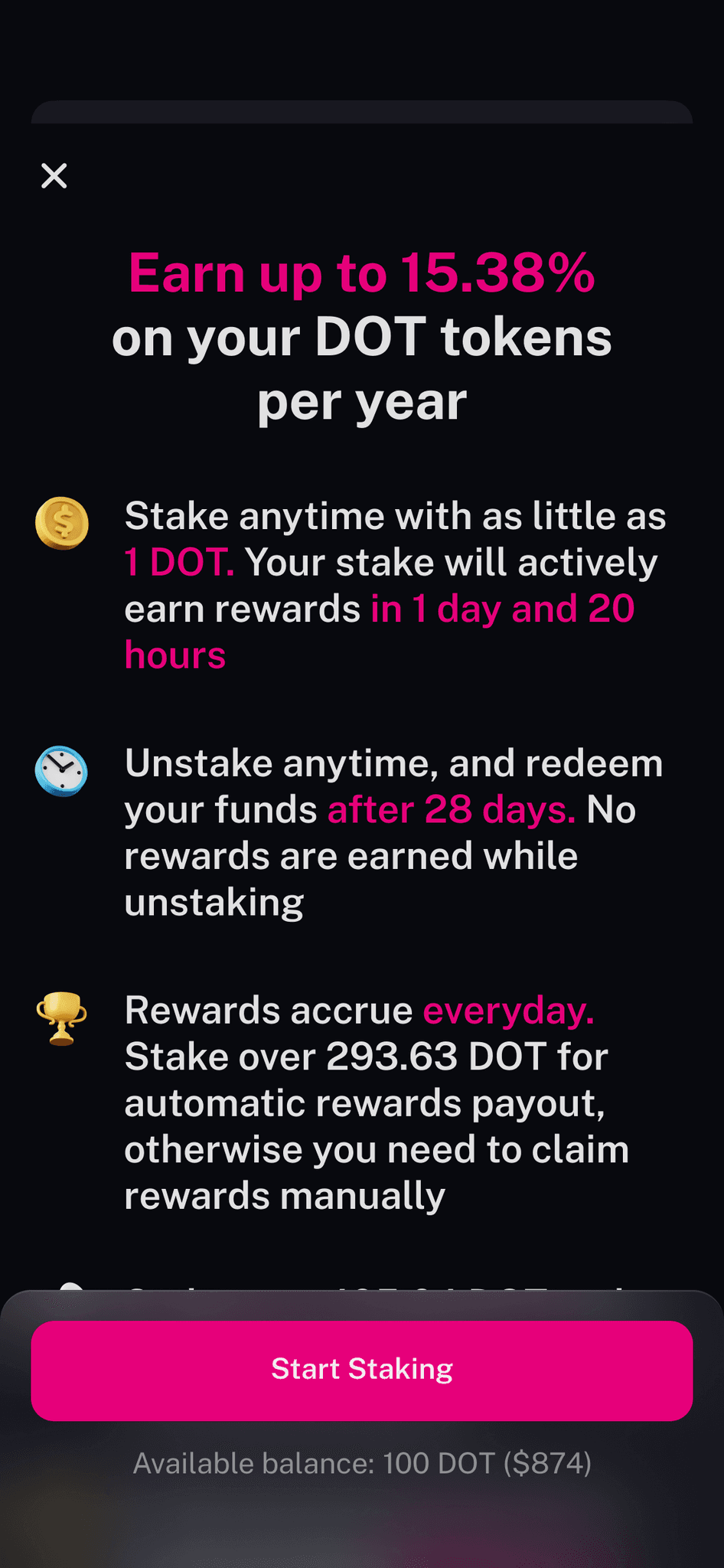 Start staking Polkadot