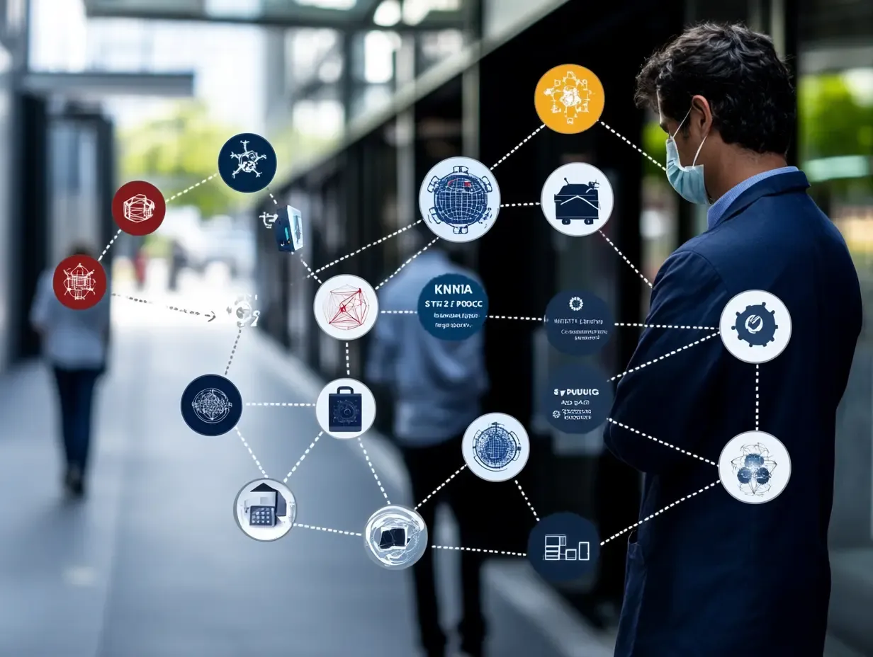 Icons representing cybersecurity threats are crossed out, indicating Kintsugi's progress in safeguarding data.