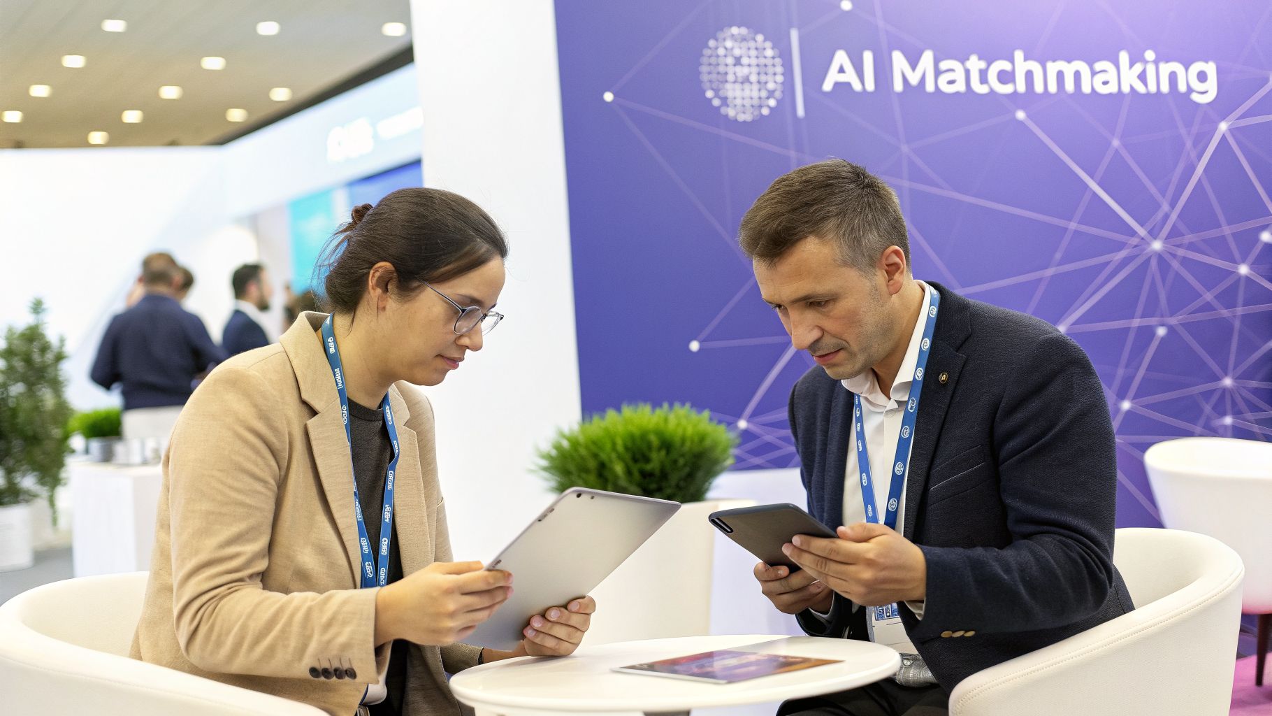 A small group of professionals sitting around a table in a focused discussion, representing a peer learning pod.