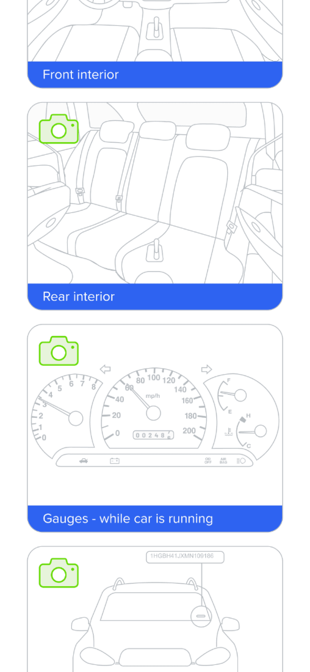 My account - details of what we need users to photograph for trade-ins or selling their car