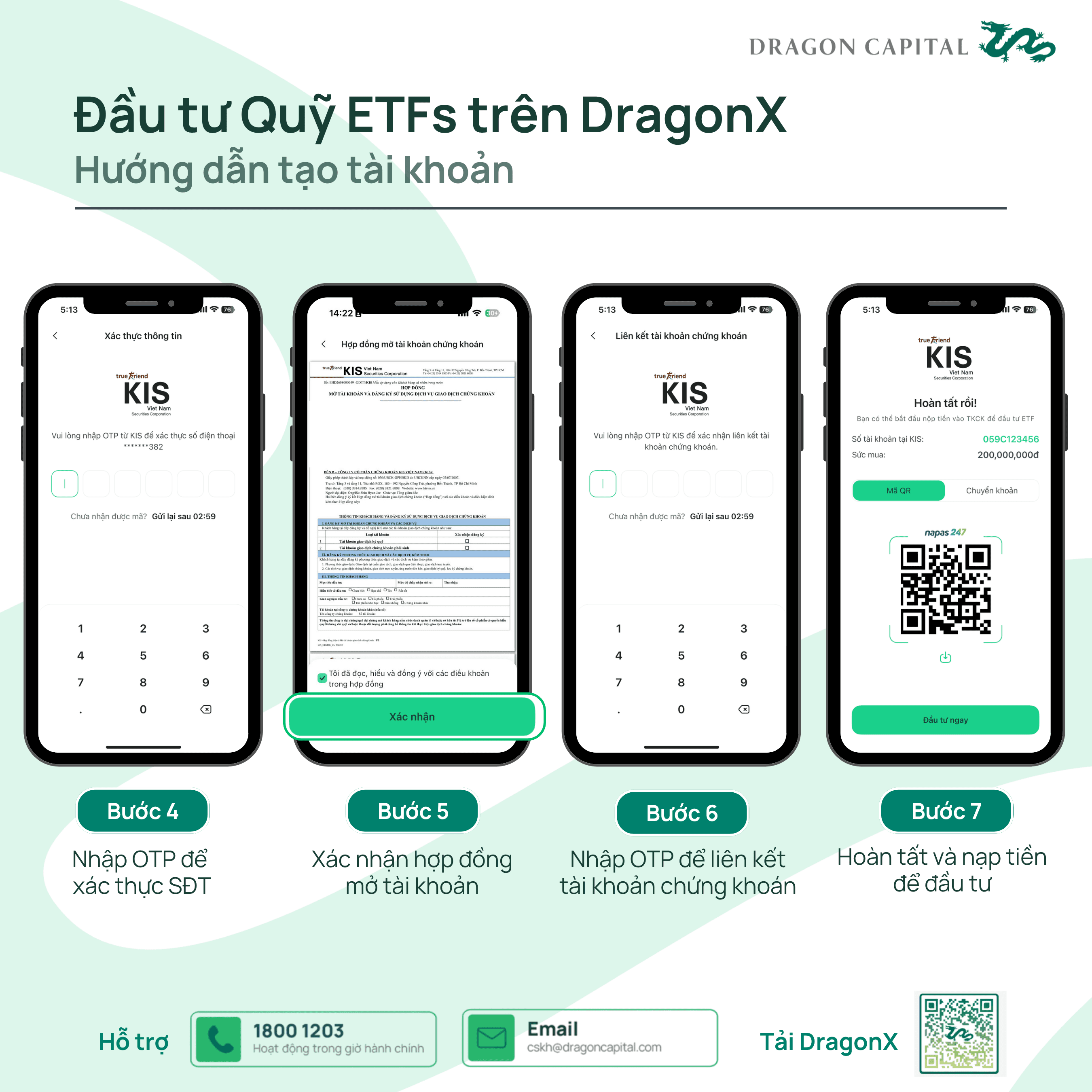 Các bước xác thực khi mở tài khoản chứng khoán KIS trên DragonX