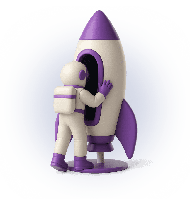 ilustração decorativa de um astronauta entrando em um foguete
