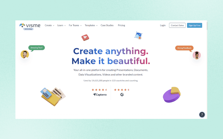 Visme website homepage