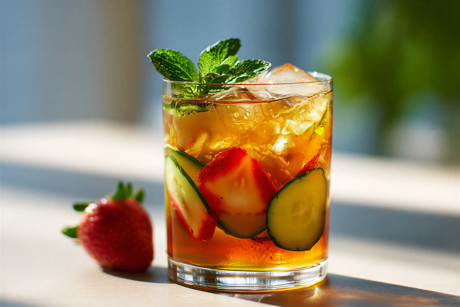 Strawberry and cucumber cocktail