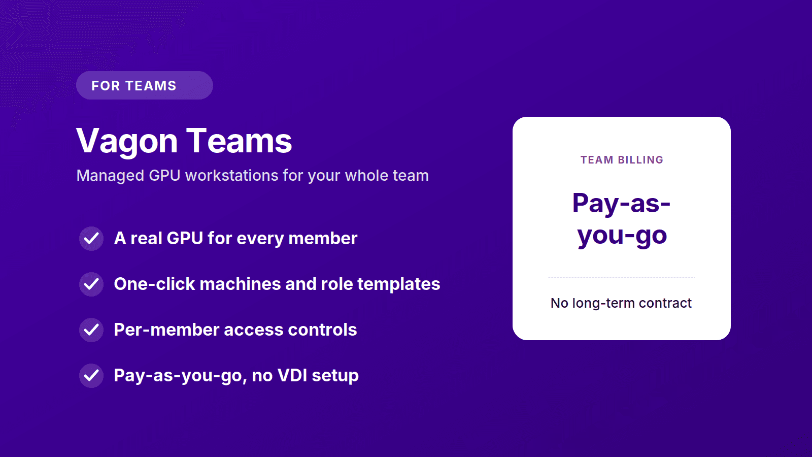 Vagon Teams managed GPU cloud workstations for creative teams with pay-as-you-go billing