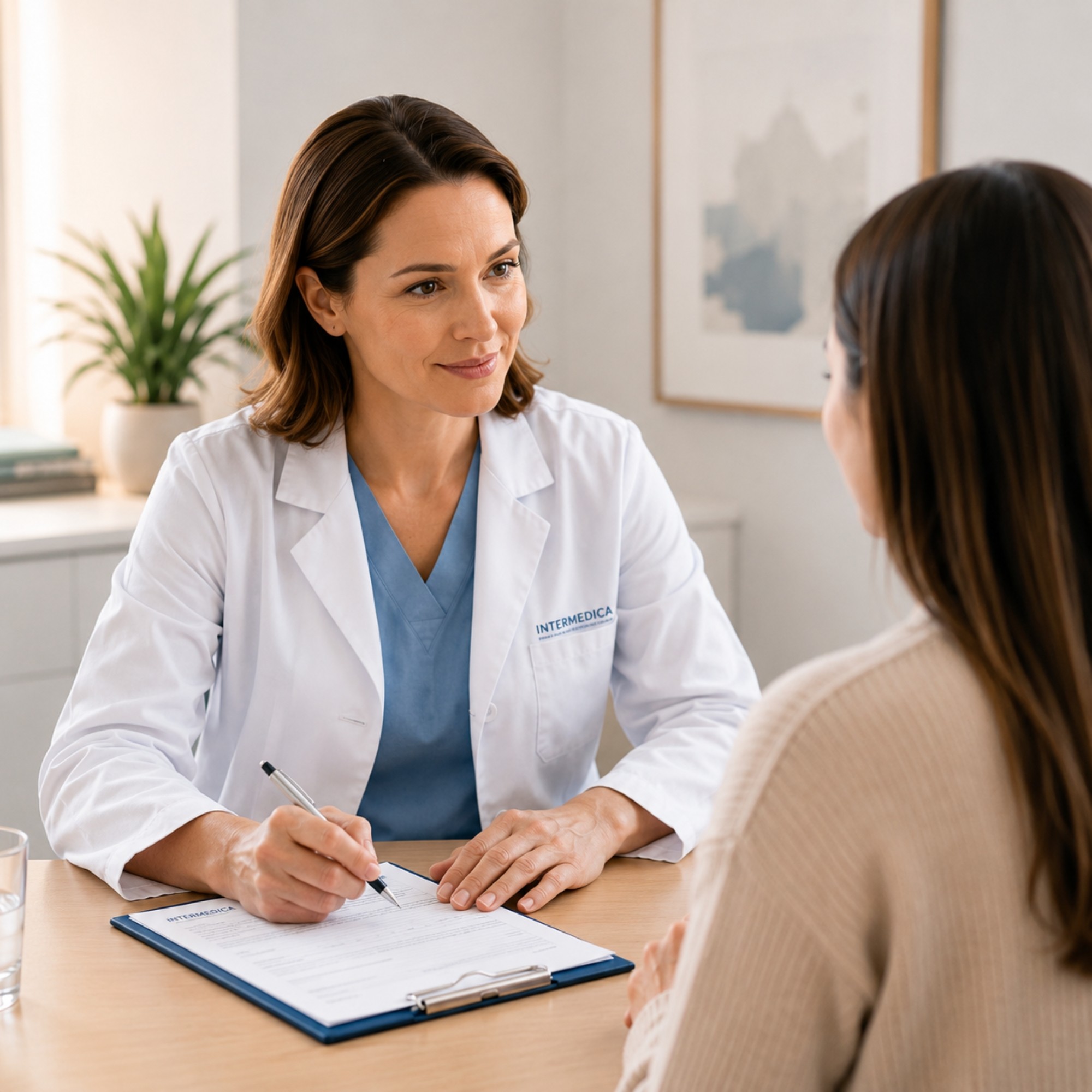 Arts van Intermedica bespreekt klachten, medische achtergrond en haarverlies tijdens een persoonlijk haarconsult.
