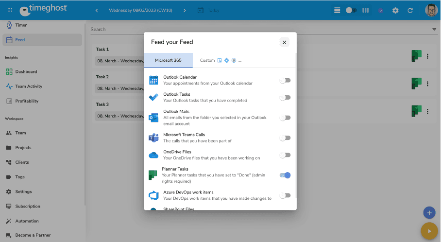 automated time tracking in Microsoft Planner