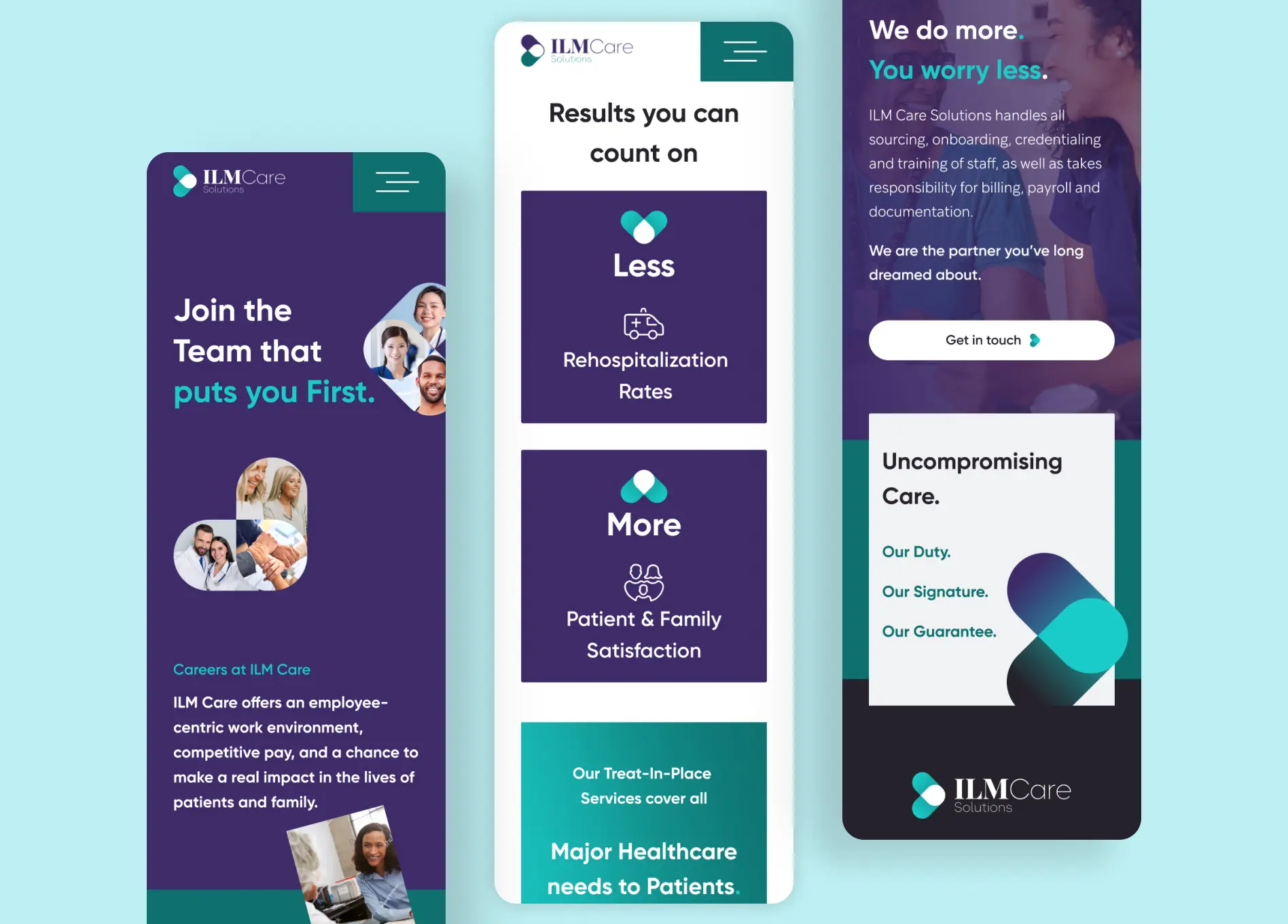 ILM Care website's Mobile Screens