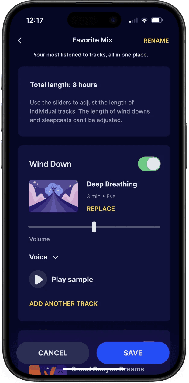 same favorite mix page with static explanation of mix length