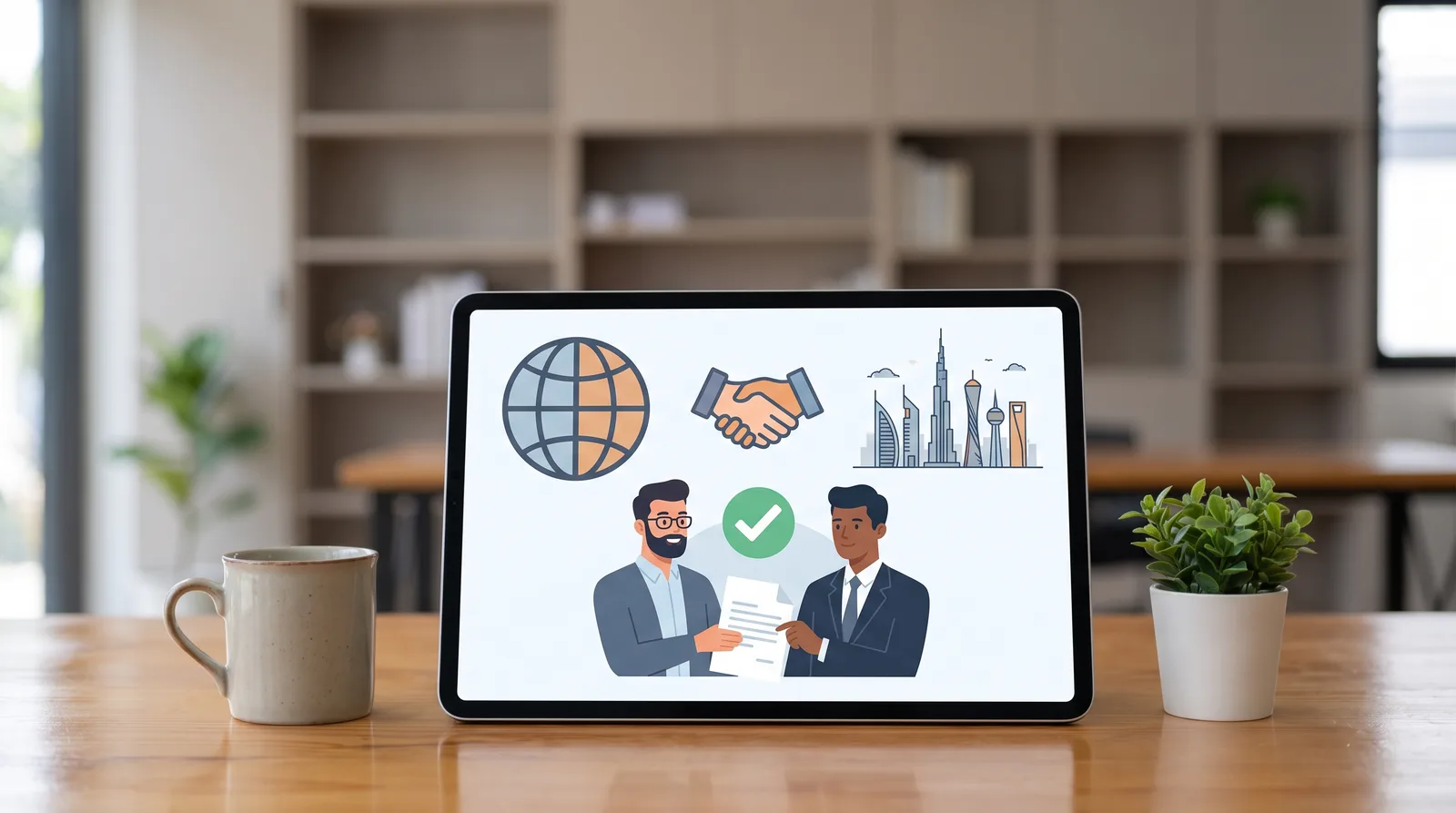 Attestation Requirements for Dubai Company Formation beside a Dubai trade license document and a modern