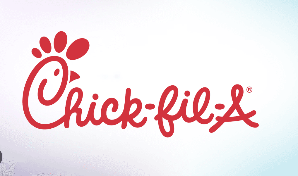 close up of chick fil a fast food brand logo