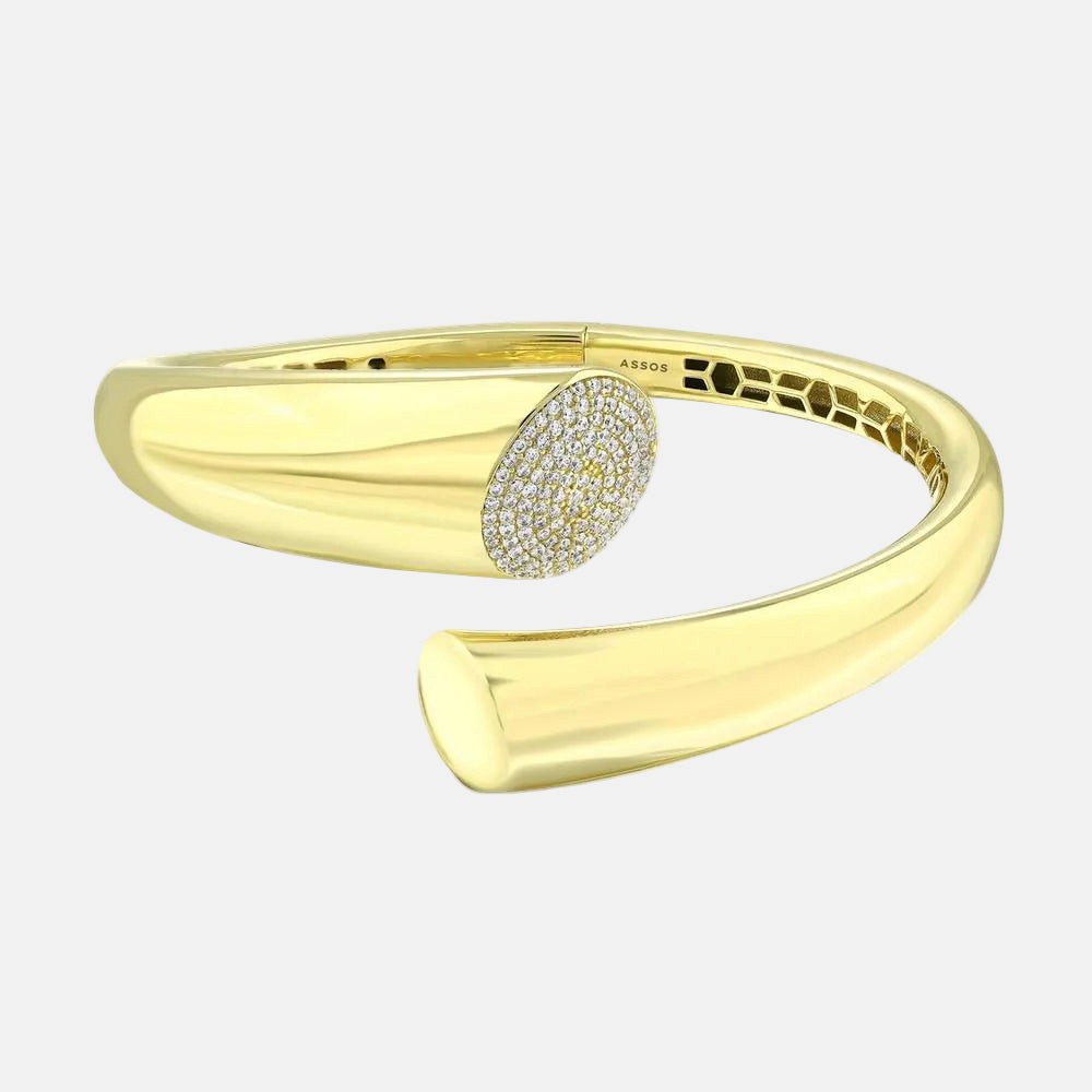 Assos Pırlanta 14 Ayar Altın Tasarım Kelepçe Modern Bilezik Modeli