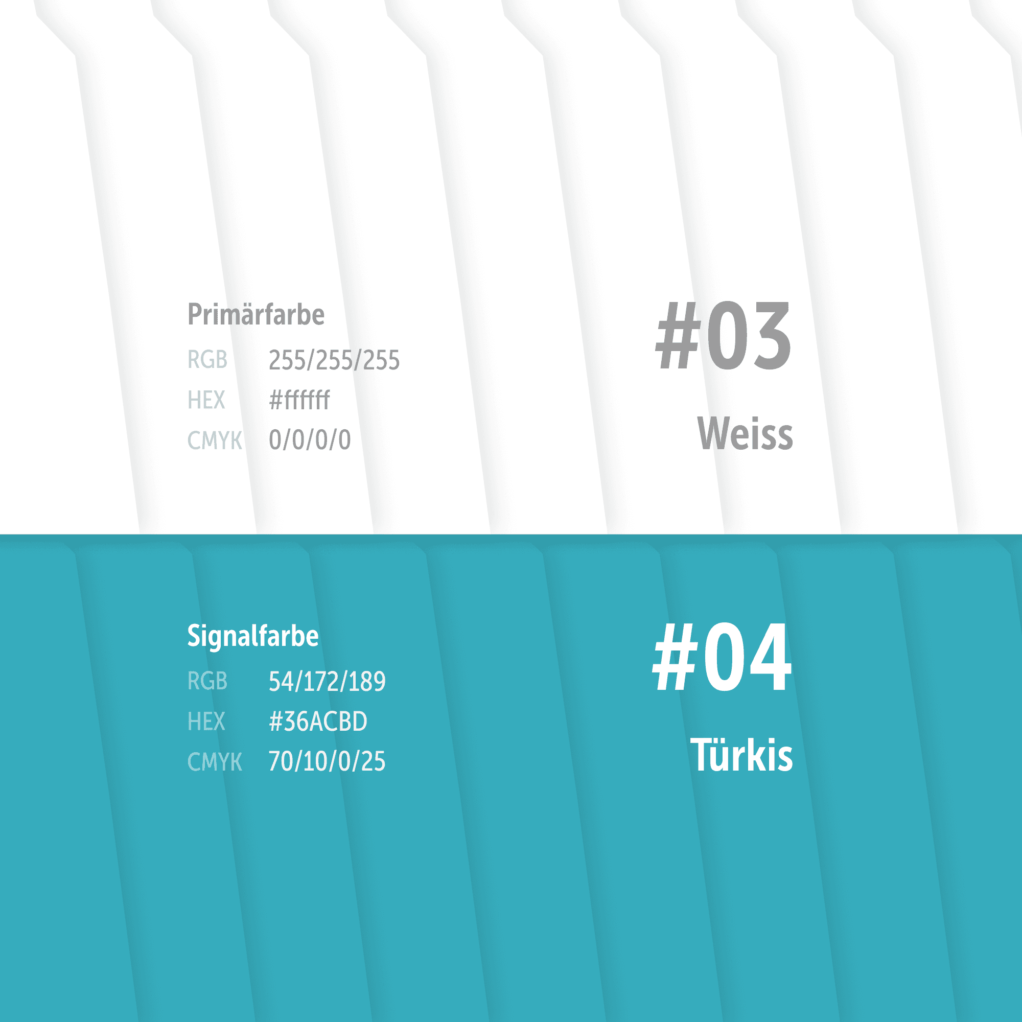 Primärfarbe Weiss, SignalFlagge Türkis