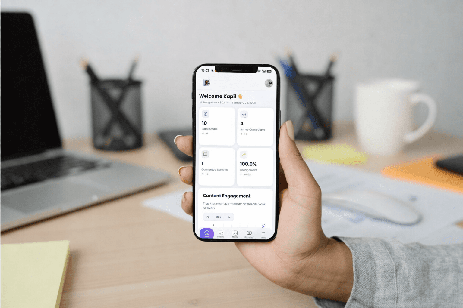 A mockup of Freelio's mobile app
