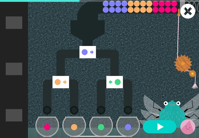 Sorting algorithms: help the scarab distribute the colored balls into baskets