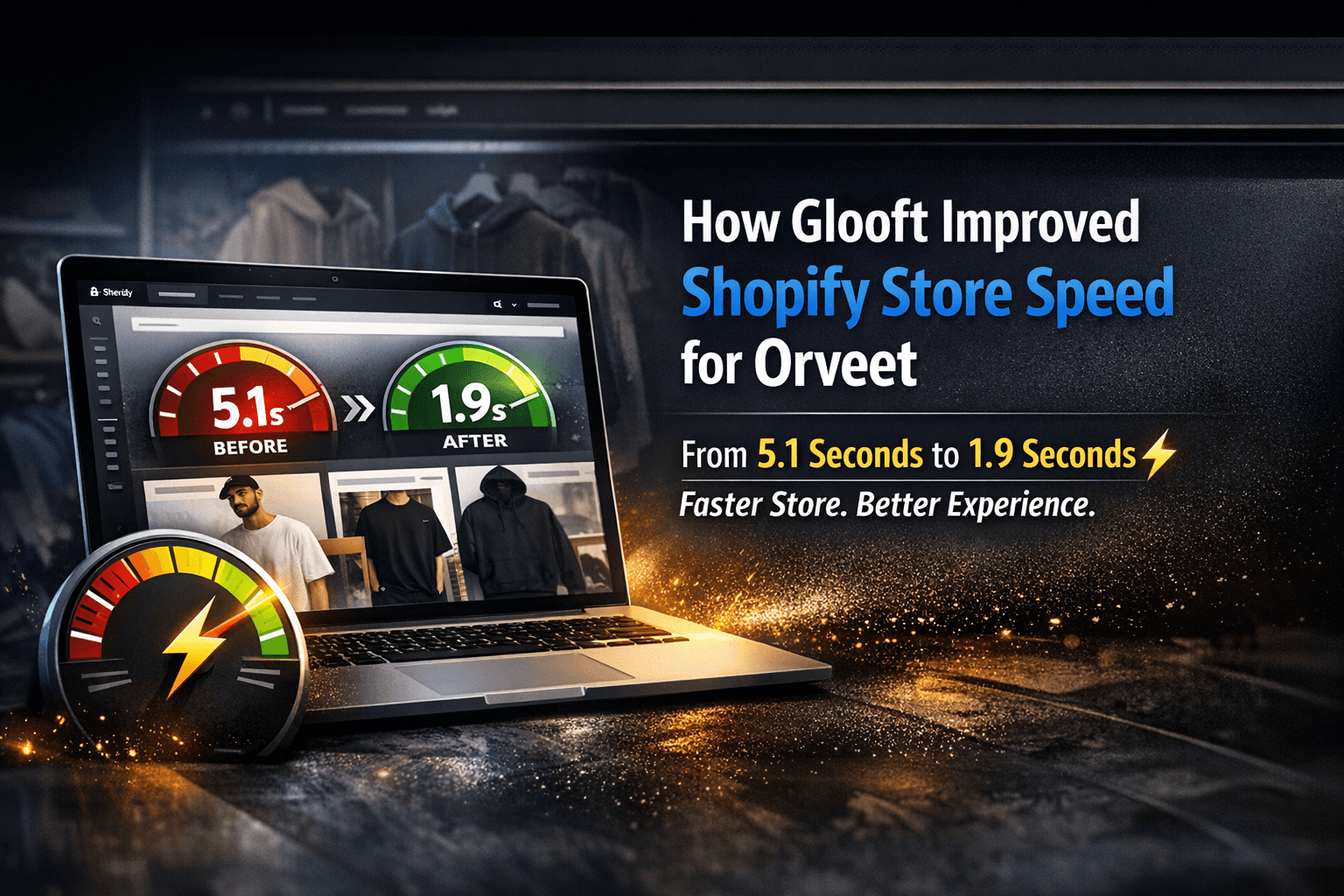 Glooft improving Shopify store speed for Orveet from 5.1 seconds to 1.9 seconds with performance optimization