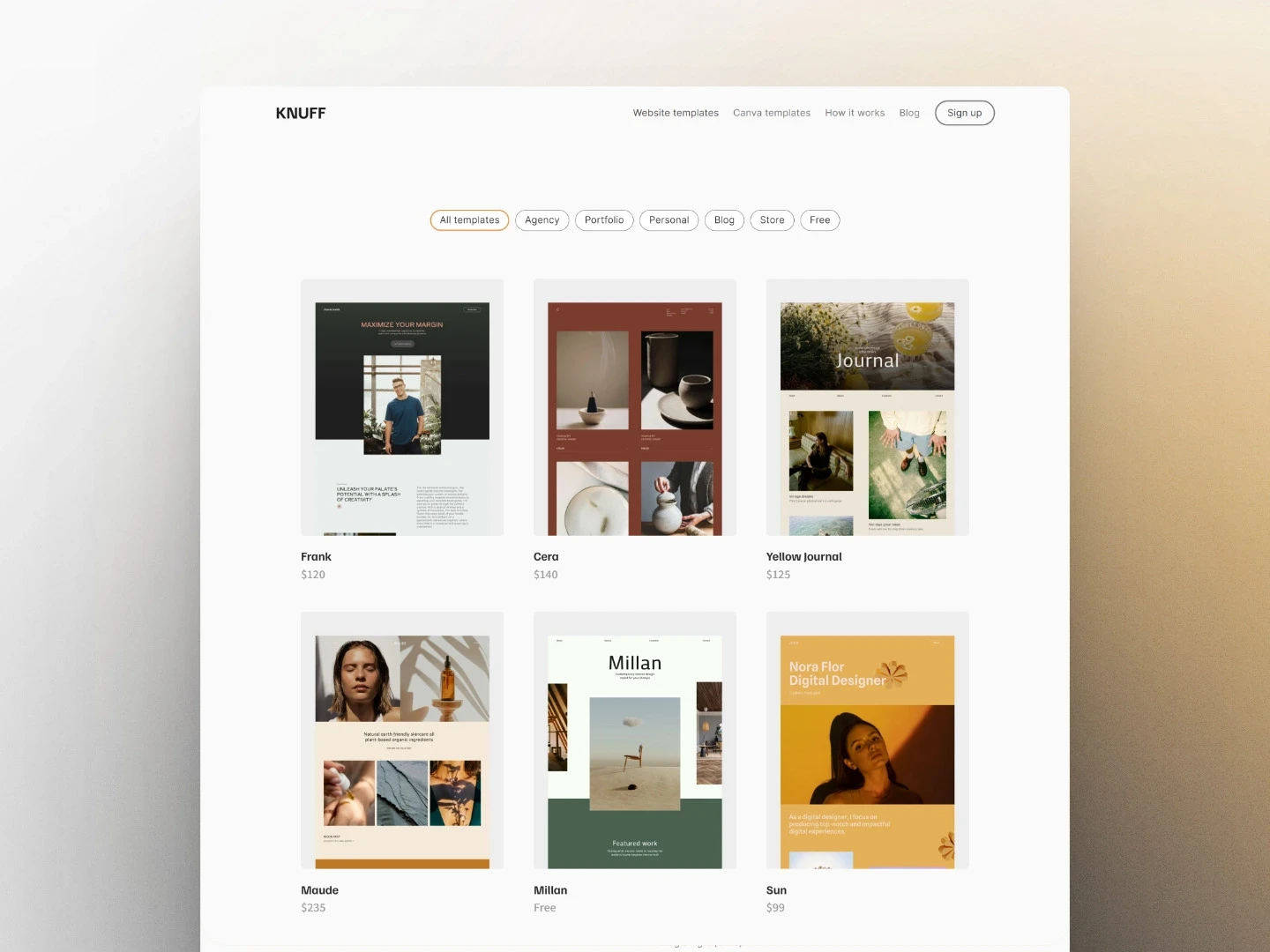 Products page-Knuff framer template
