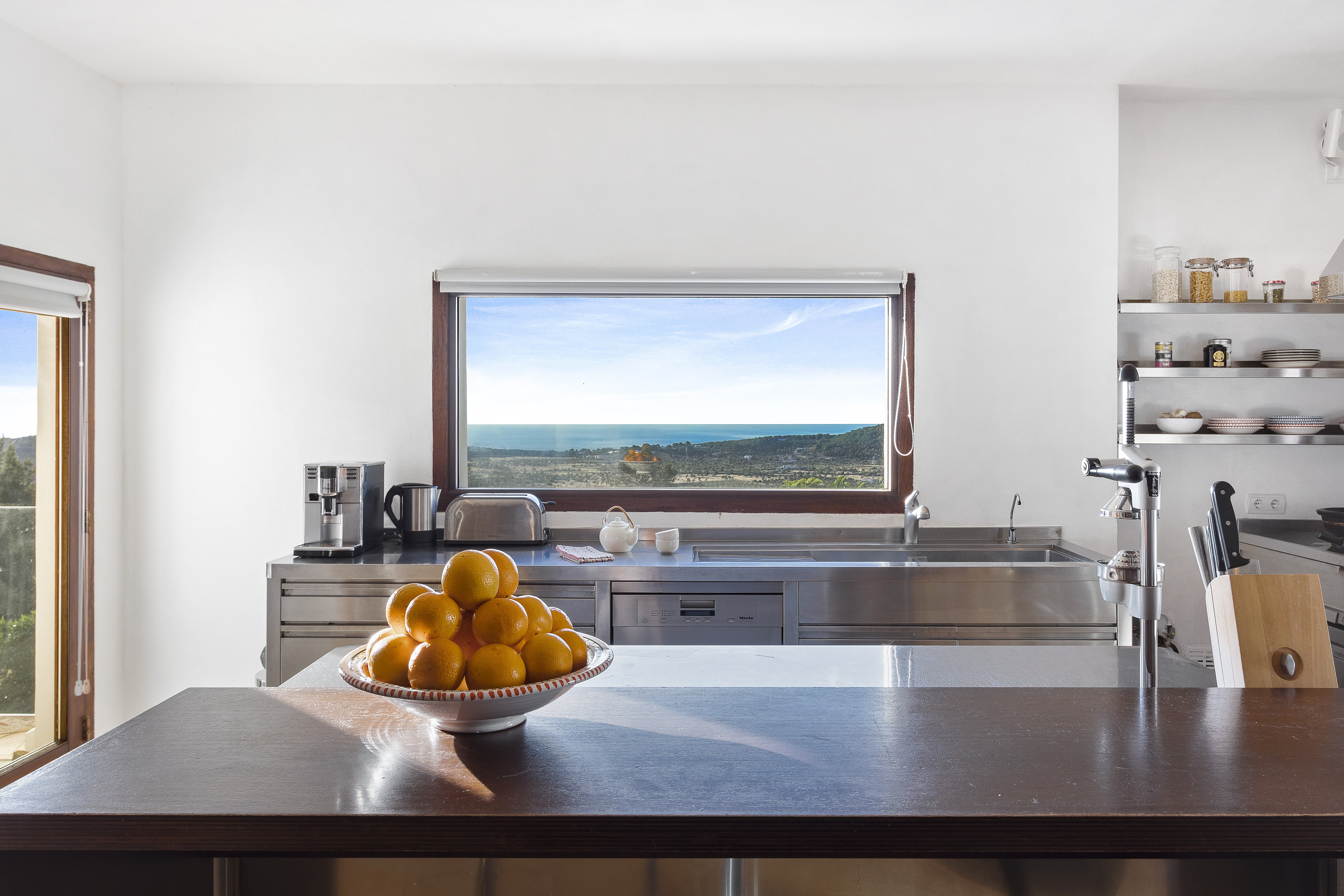 Stainless Steel Kitchen with Scenic Sea Views