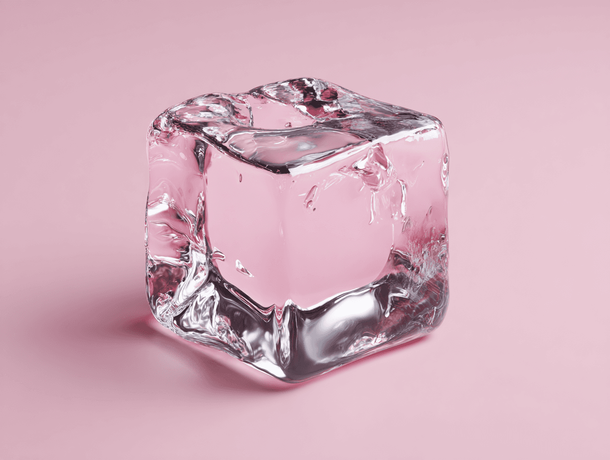 ice cube on pink background