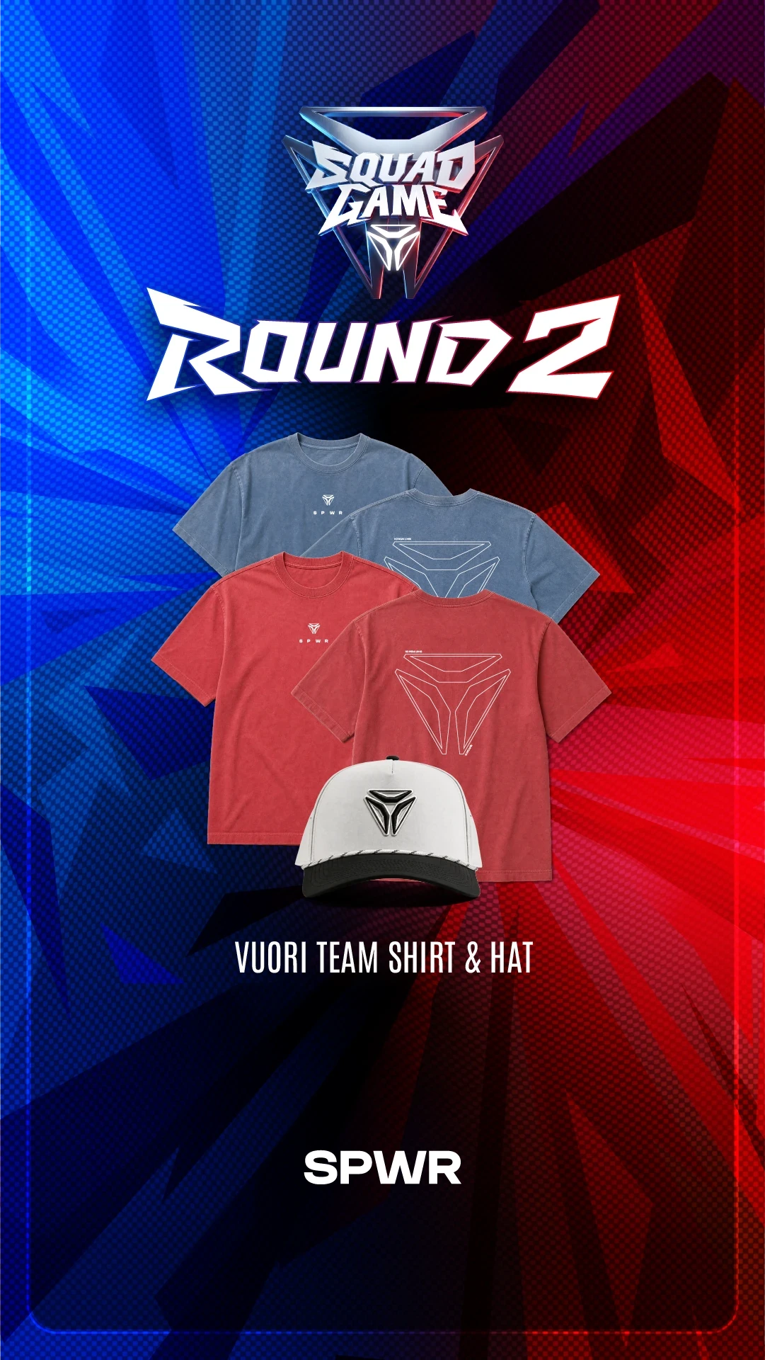 Round 2 incentive social graphic featuring branded team shirts and a hat