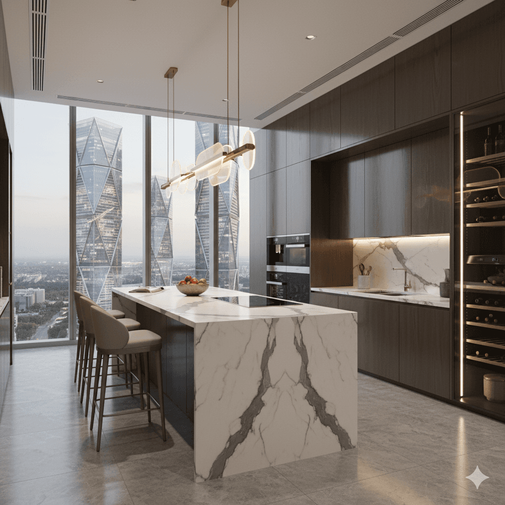 gourmet kitchen interiors Noida luxury apartments