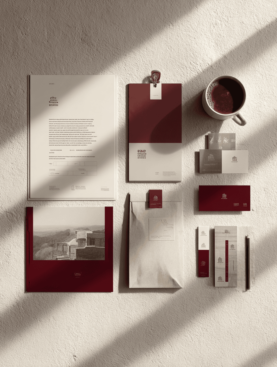 Brand system applied to real business assets and communication channels