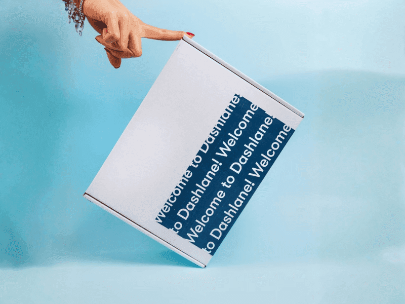 Sticker on plain box