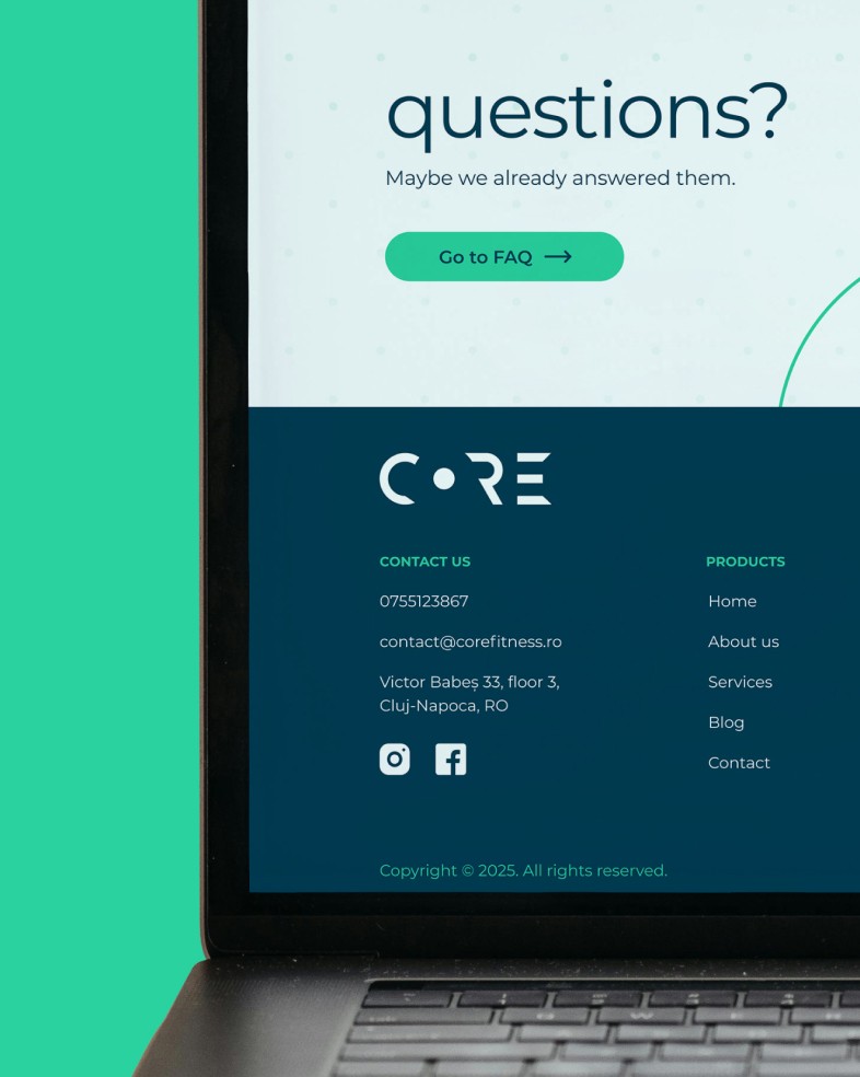 Footer design for fitness gym website