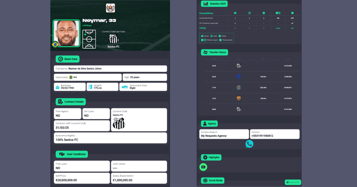 my requests - pitch player pdf culb requests agent platform