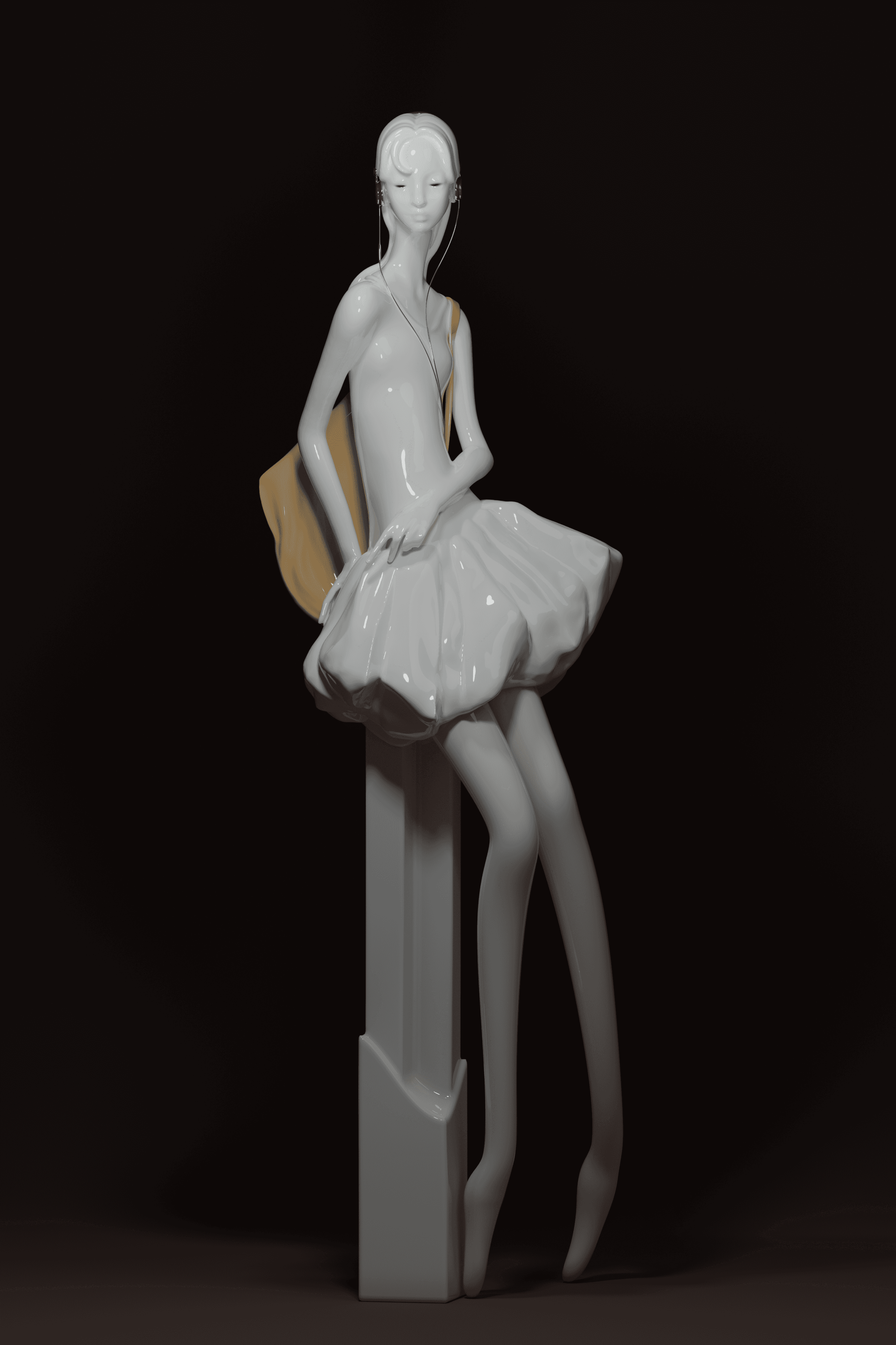 Girl with a Yellow Tote. Figures, Figurines. (2025). Hahnemühle inkjet print. 16 x 24 cm. New media artwork by Ivan Medrano.