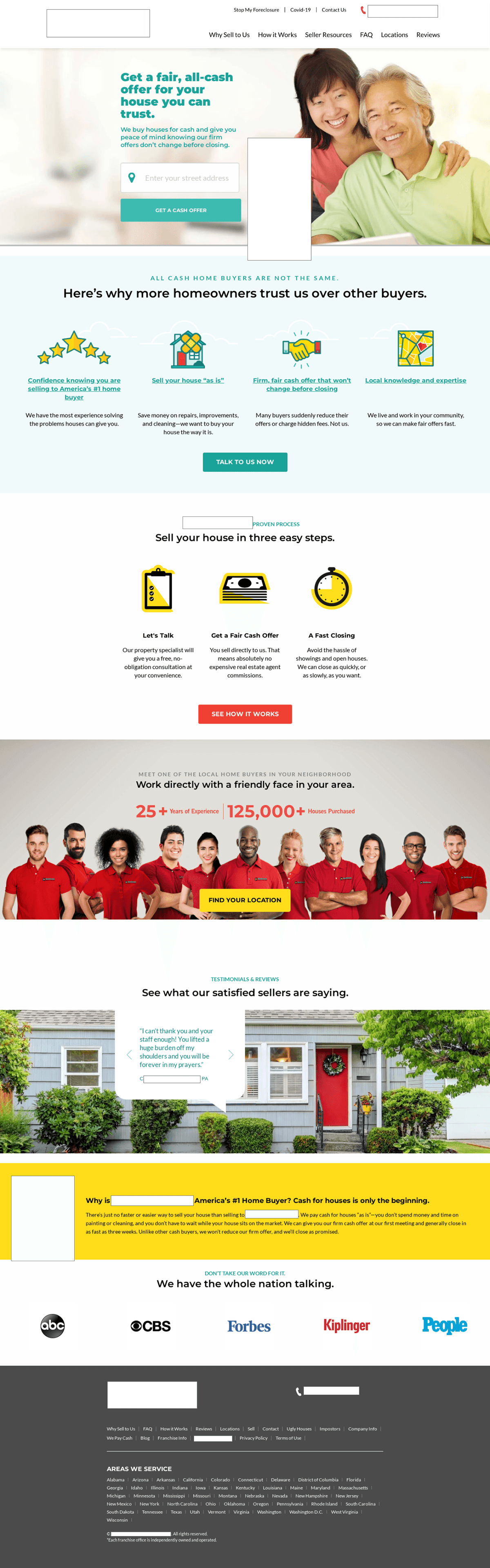 Alternate view of a homepage for a client
