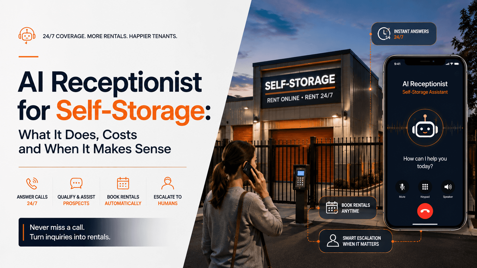 AI Receptionist for Self-Storage: What It Does, Costs and When It Makes Sense