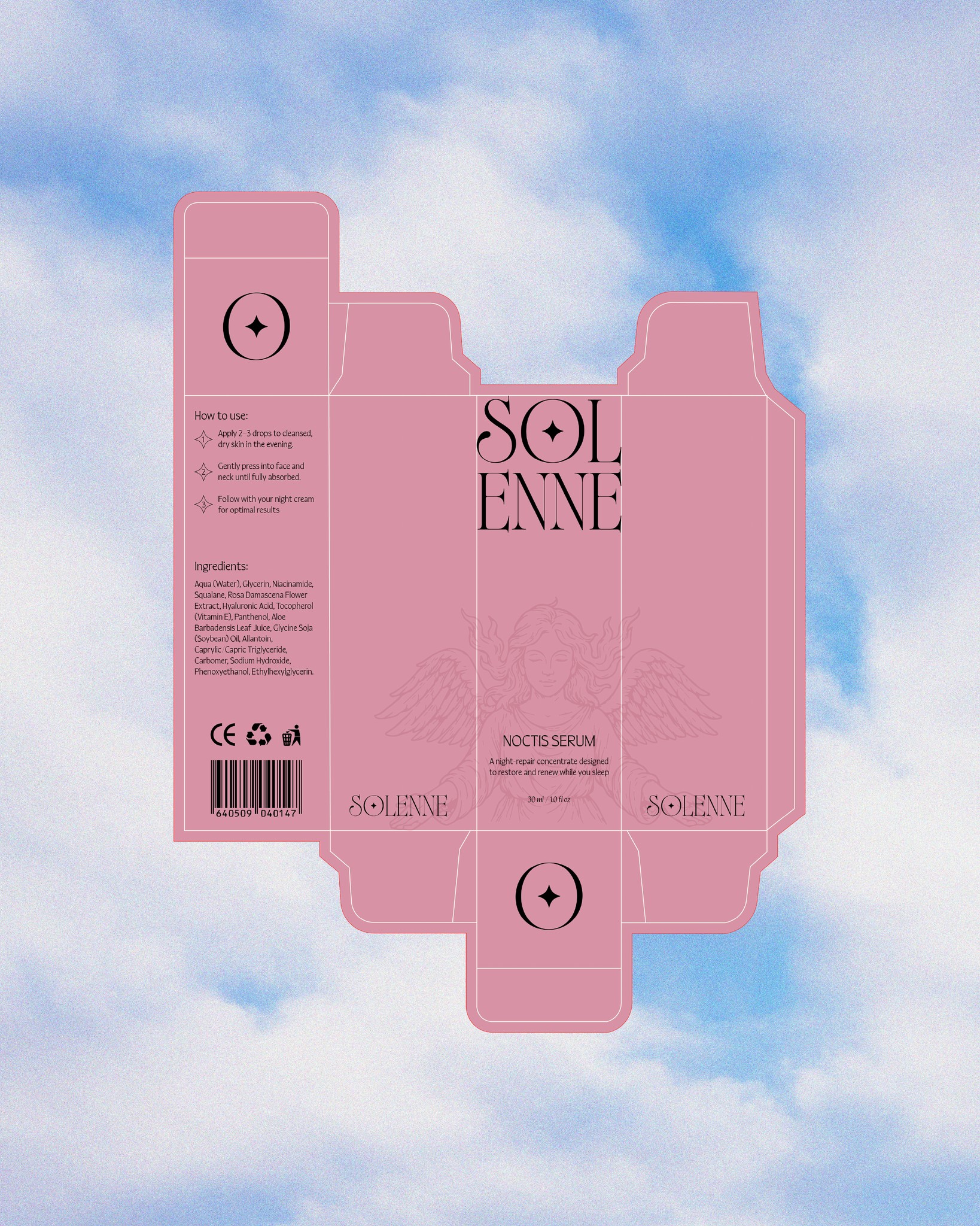 Dieline for beauty product packaging