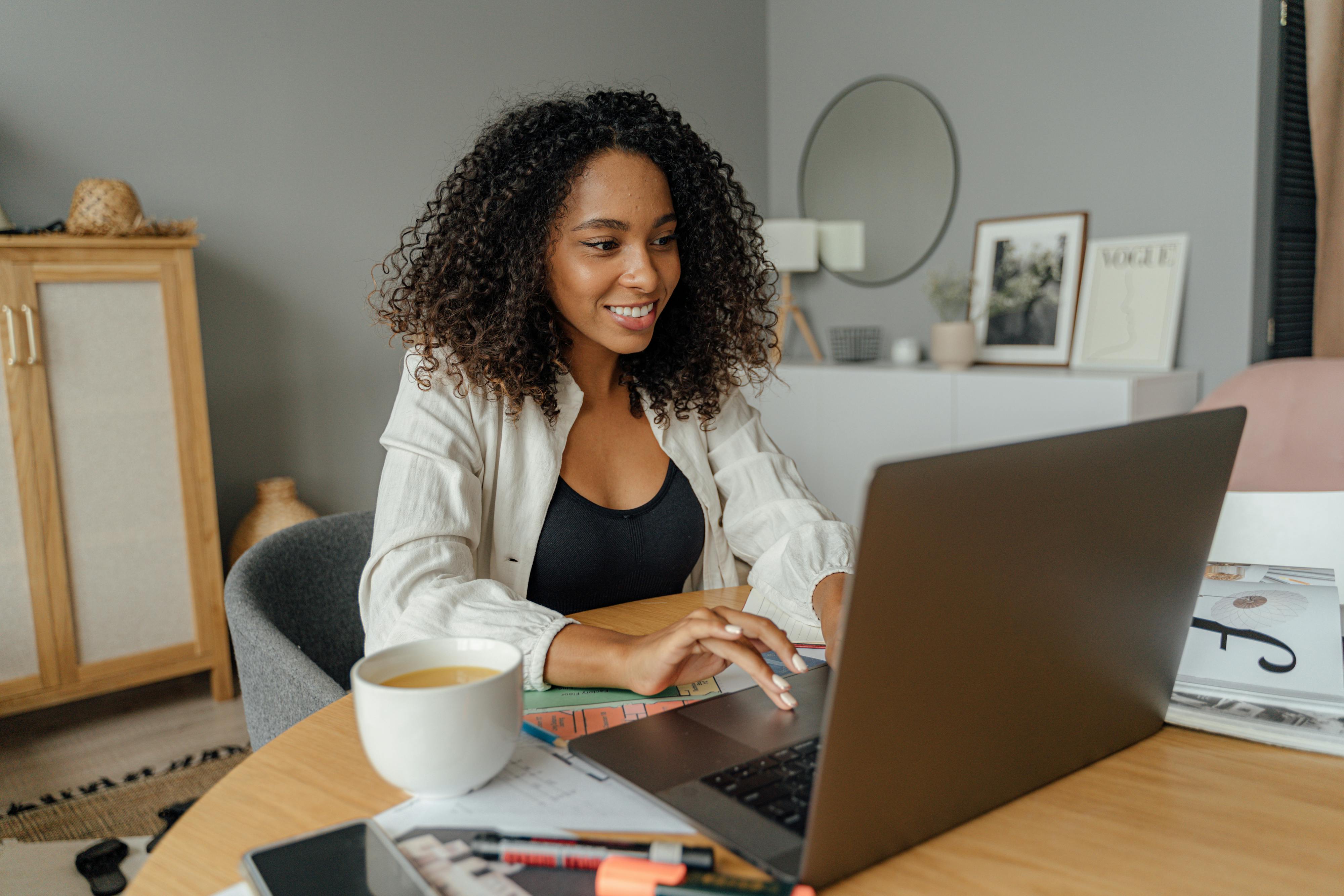 woman working on her laptop