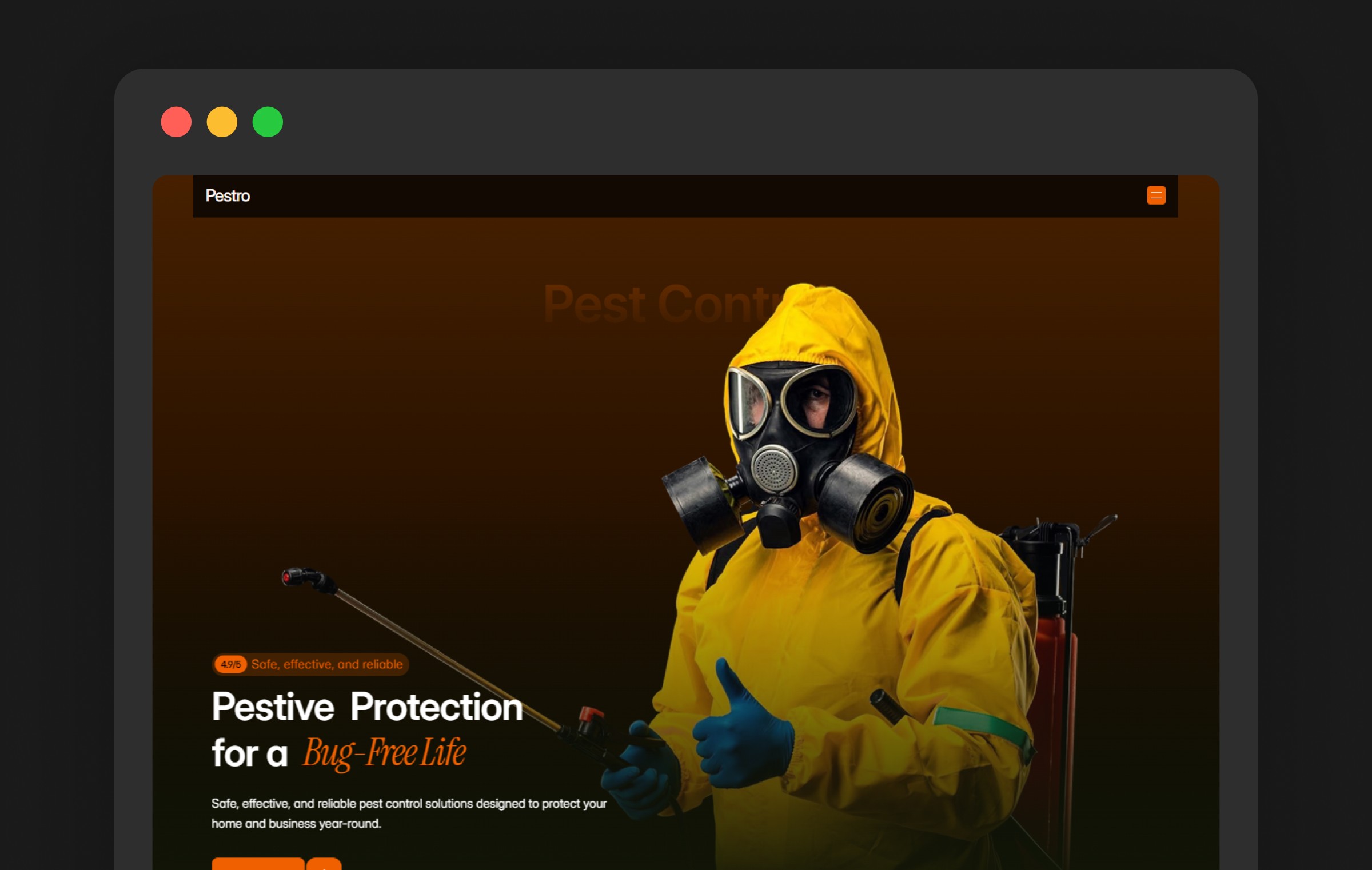 Pestora premium Framer pest control website template
