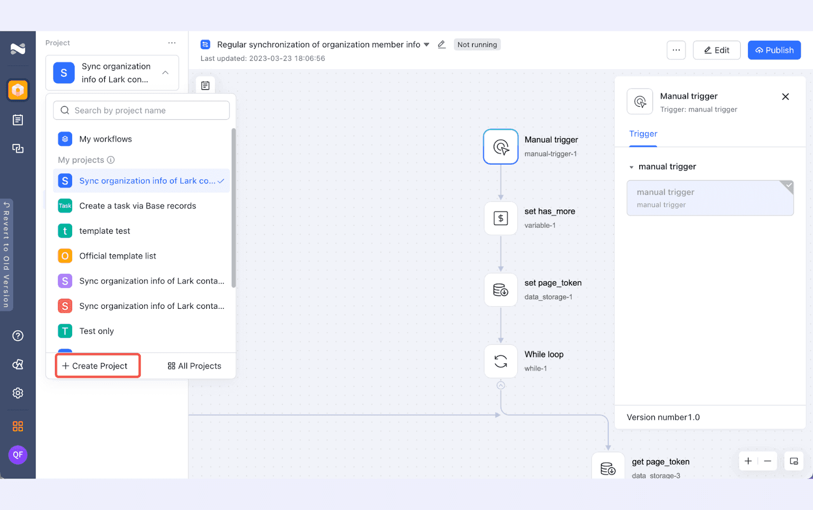 Lark AnyCross: Create project&nbsp;