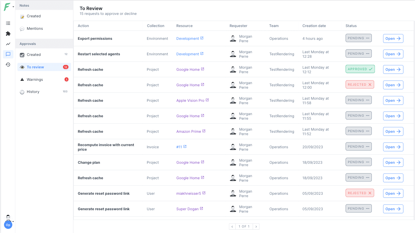 Forest Admin Approvals lists redesigned