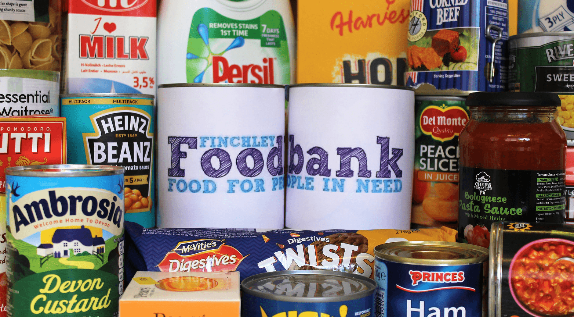 Food bank image of tins