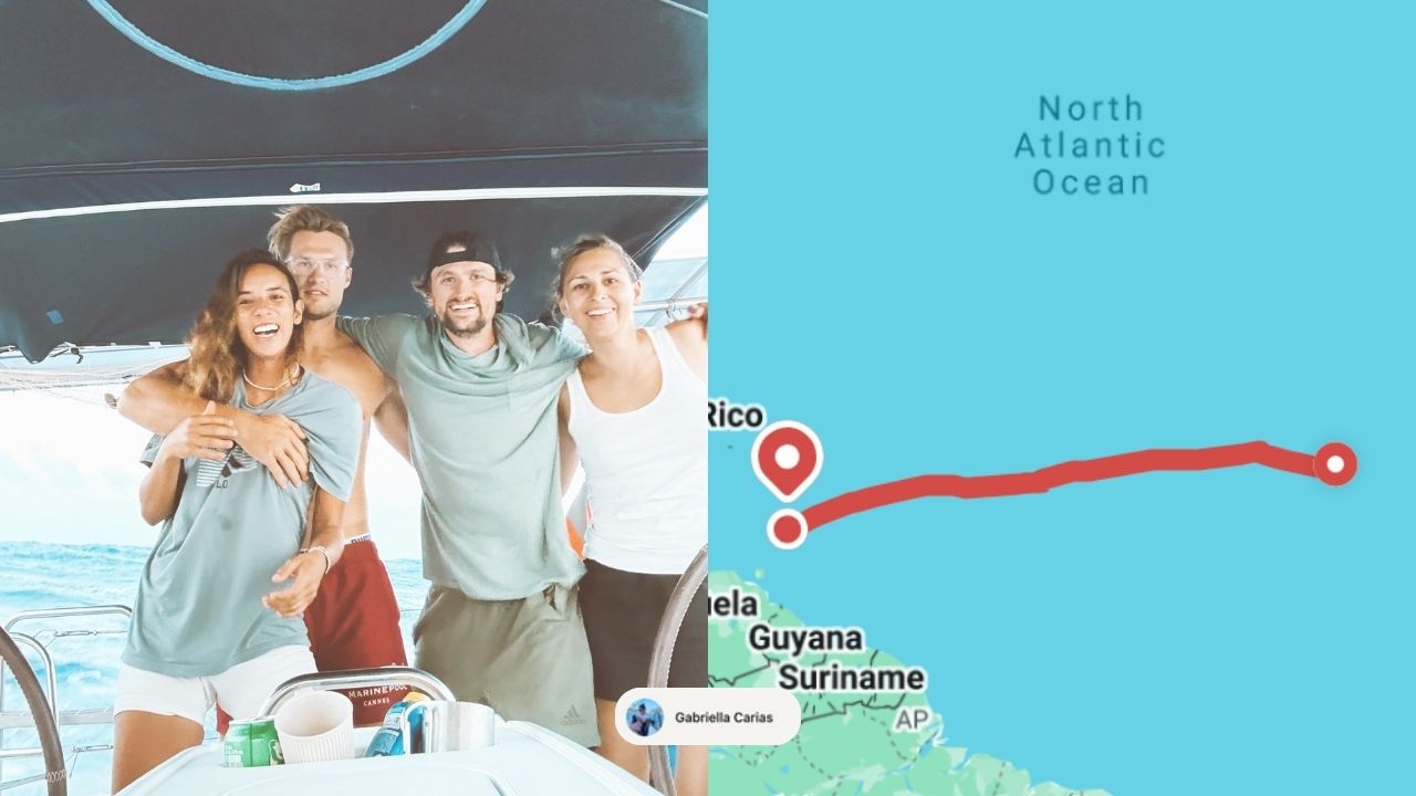 A sailboat crossing from Cape Verde to Barbados