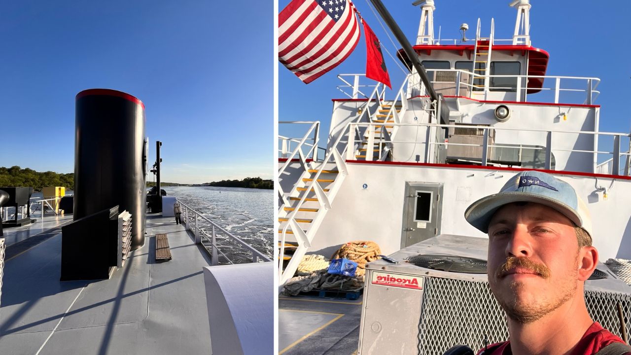 Alfred from Sailing the Pasha working on a tugboat