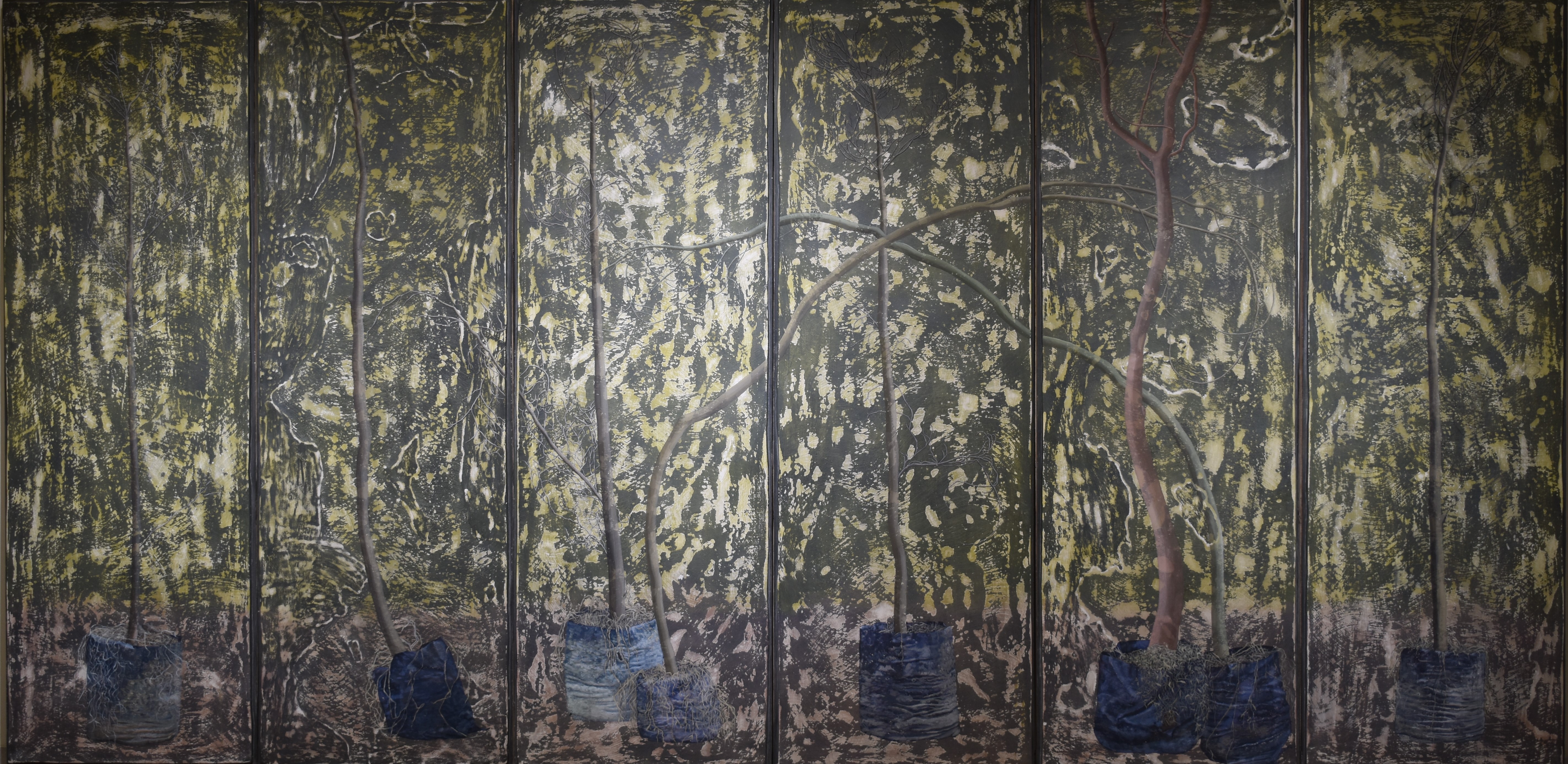 herd of sheep on road painting