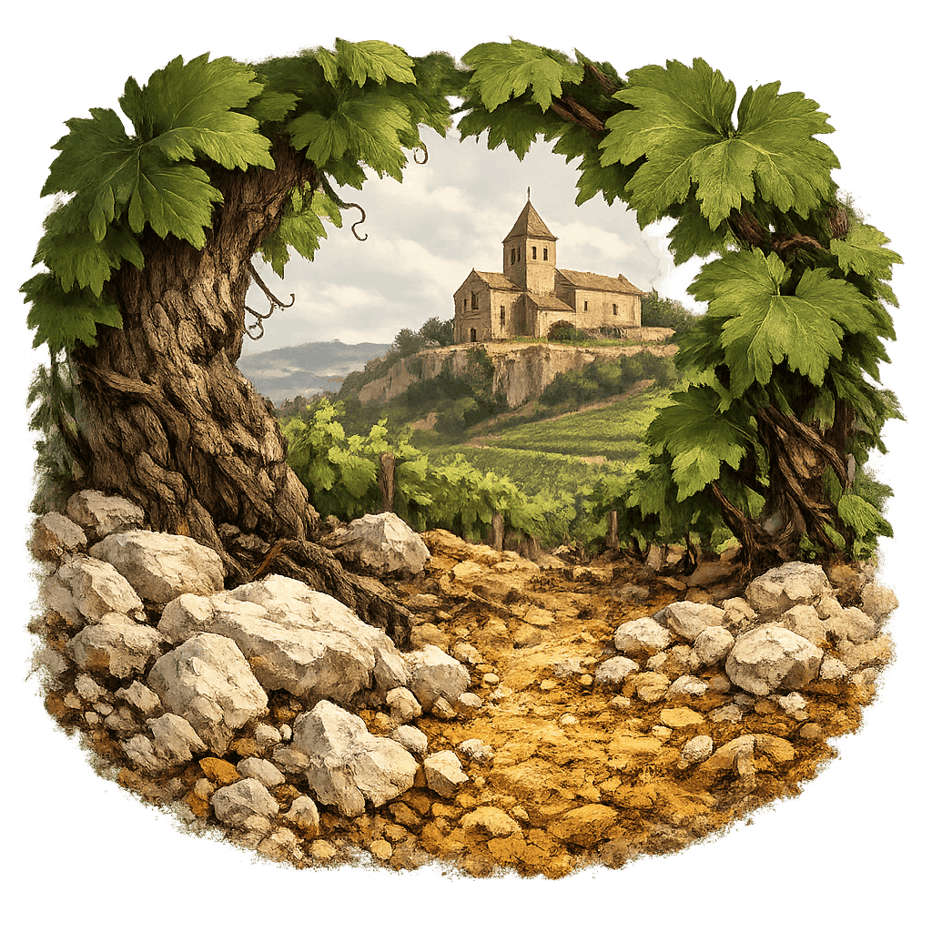 Detailed graphic of the Francs wine region.