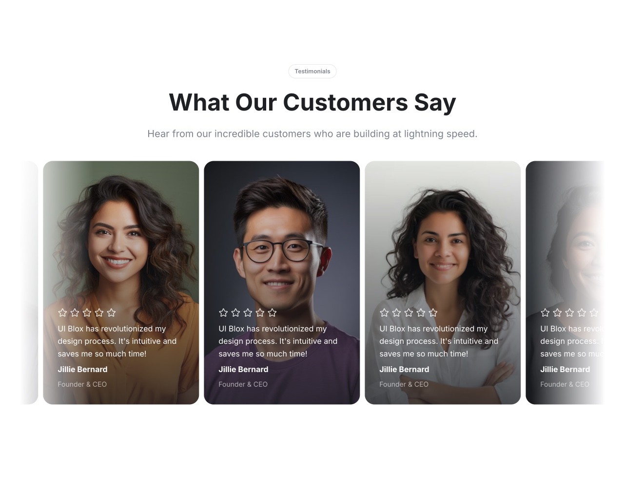 Framer Testimonials Section - Frameblox UI