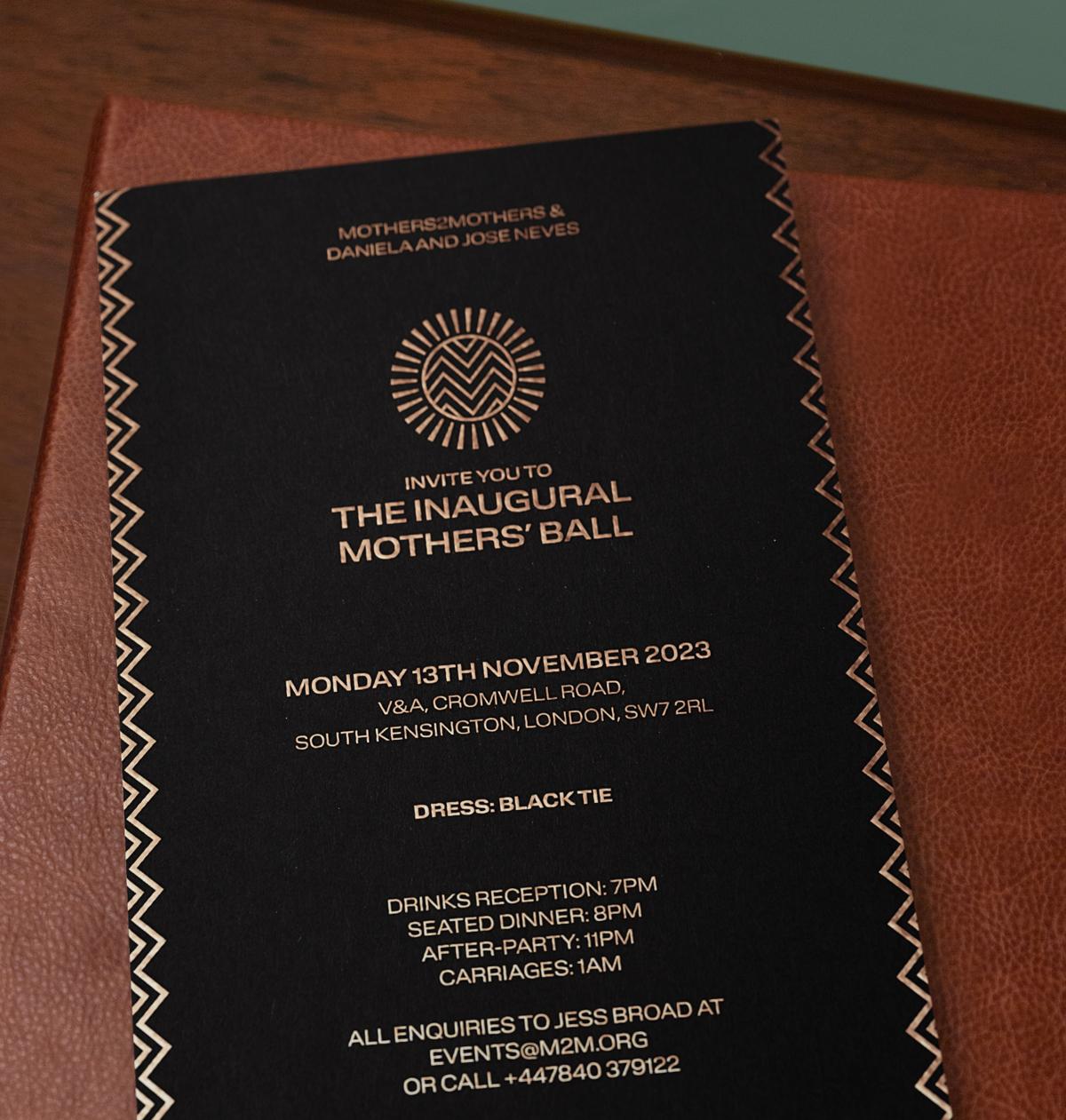 tipota design studio. branding for mothers ball helt at the V & A. celebration of the power of mother. mothers ball invitation