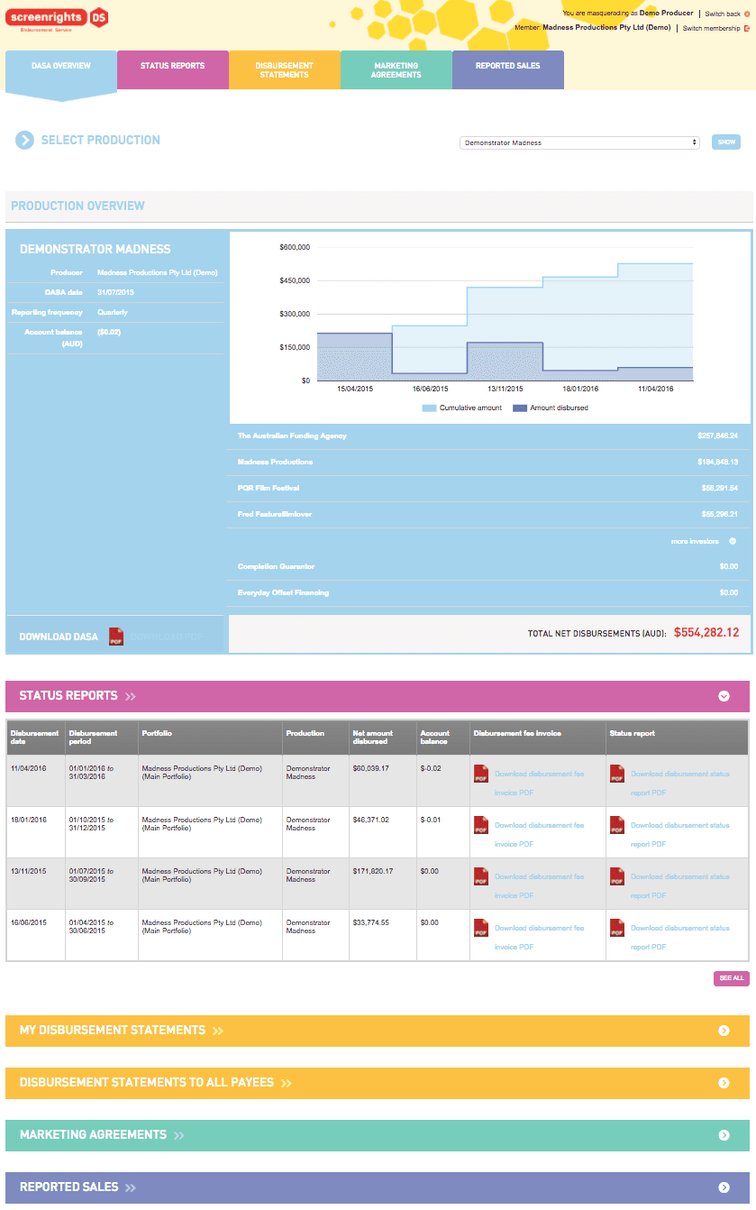 Screenshot of portal showing account details