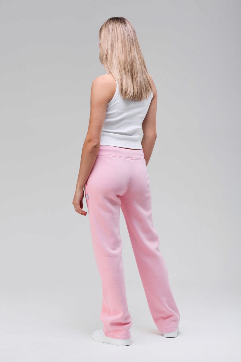 Soft pink sweatpants, back view