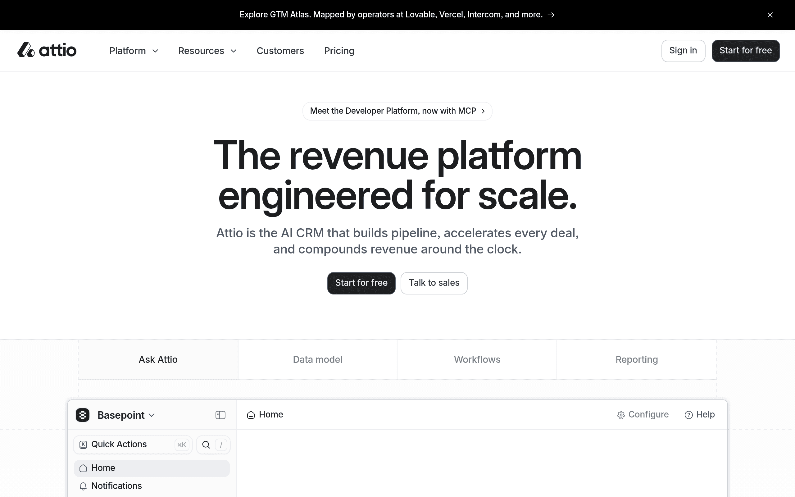 Attio landing page