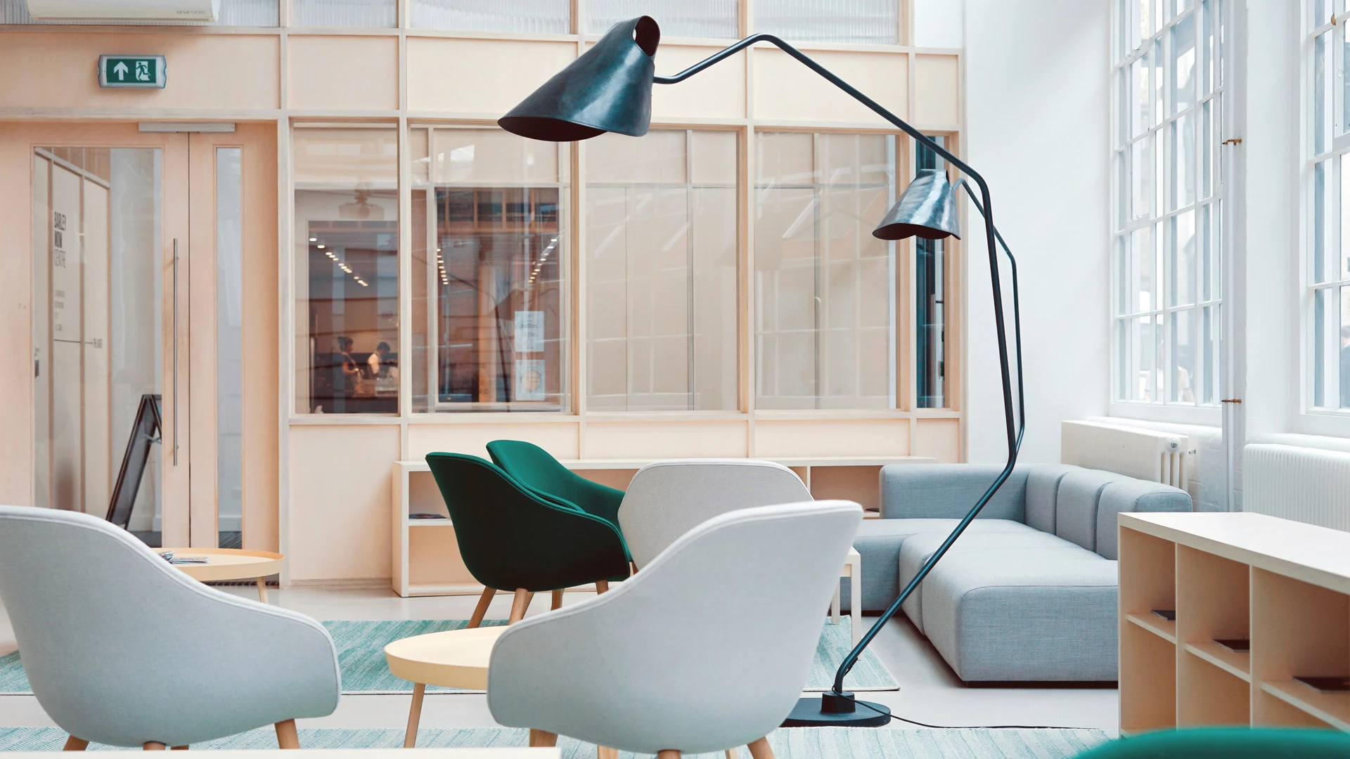 black floor lamp on living room sofa