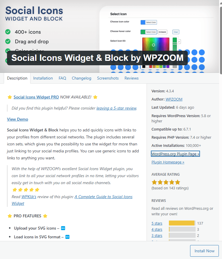 social icons by wpzoom